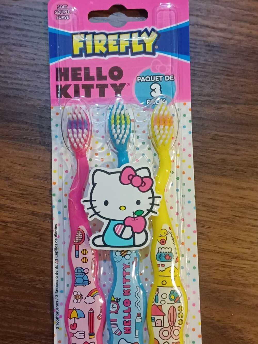 Firefly Hello Kitty 3 pack soft Bristles Toothbrushes
